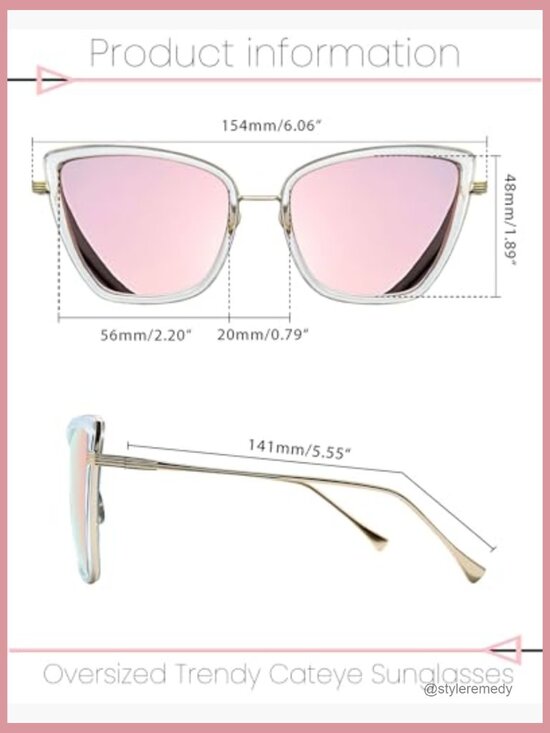 Metal Frame Oversized Cat Eye Sunglasses UV400 Protection main image 5